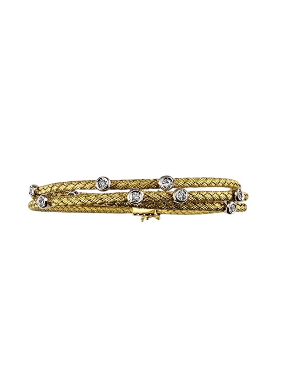 18K Yellow Gold Diamond Multi-Strand Woven Bracelet #24889
